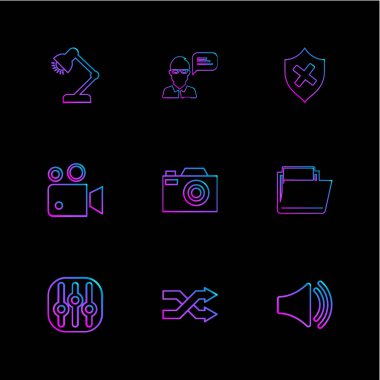 farklı minimalist düz vektör app simgeler siyah arka plan üzerine