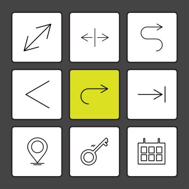 minimalist düz vektör app simgeler siyah arka plan üzerine 