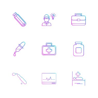 beyaz zemin üzerine minimalist düz vektör app simge kümesi