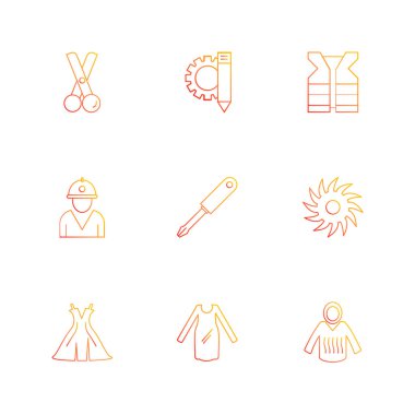 Beyaz arka plan üzerinde farklı minimalist düz vektör app simgeleri