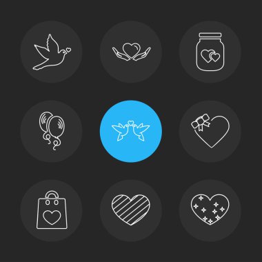 farklı minimalist düz vektör app simgeler siyah arka plan üzerine