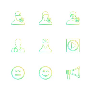 Beyaz arka plan üzerinde farklı minimalist düz vektör app simgeleri