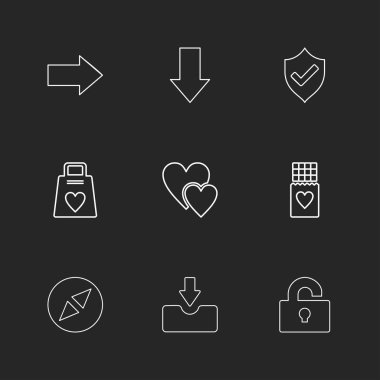 farklı minimalist düz vektör app simgeler siyah arka plan üzerine