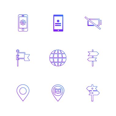 Beyaz arka plan üzerinde izole minimalist düz vektör app simgeleri