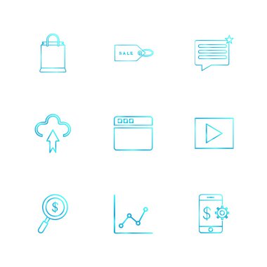 minimalist düz vektör app simgeleri beyaz arka plan üzerinde 