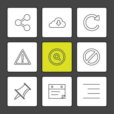 minimalist düz vektör app simgeleri beyaz kareler
