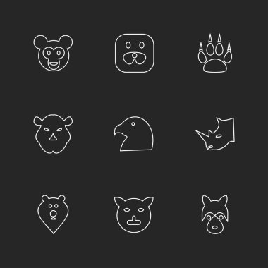 minimalist düz vektör app simgeler siyah arka plan üzerine 