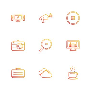 beyaz zemin üzerine minimalist düz vektör app simge kümesi