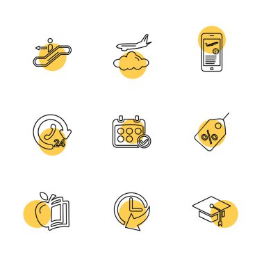 Beyaz arka plan üzerinde farklı minimalist düz vektör app simgeleri