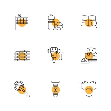 Beyaz arka plan üzerinde farklı minimalist düz vektör app simgeleri