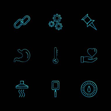 farklı minimalist düz vektör app simgeler siyah arka plan üzerine