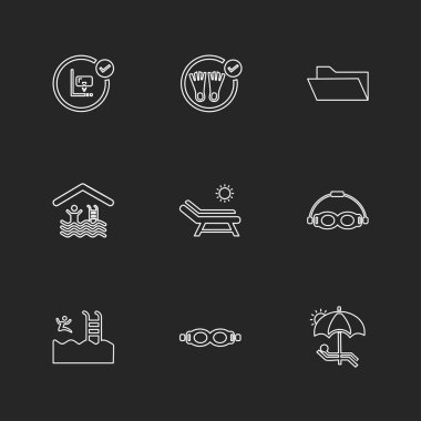 minimalist düz vektör app simgeler siyah arka plan üzerine 