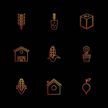 farklı minimalist düz vektör app simgeler siyah arka plan üzerine