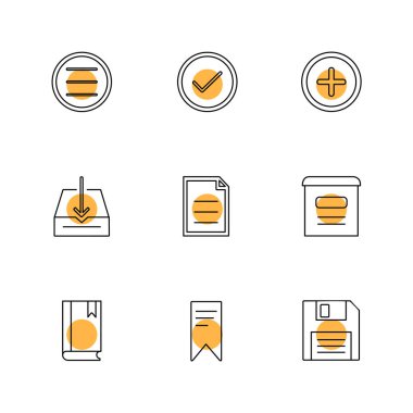 beyaz zemin üzerine minimalist düz vektör app simge kümesi