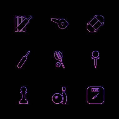 farklı minimalist düz vektör app simgeler siyah arka plan üzerine