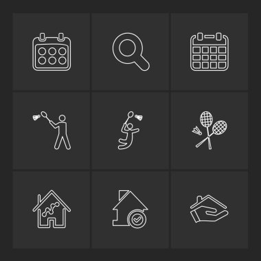 minimalist düz vektör app simgeler siyah arka plan üzerine 