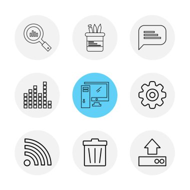 Beyaz arka plan üzerinde farklı minimalist düz vektör app simgeleri