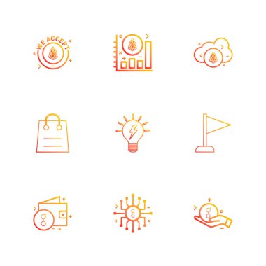 Beyaz arka plan üzerinde farklı minimalist düz vektör app simgeleri