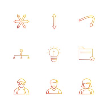 beyaz zemin üzerine minimalist düz vektör app simge kümesi