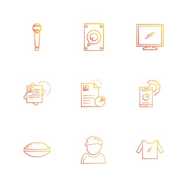 Beyaz arka plan üzerinde farklı minimalist düz vektör app simgeleri