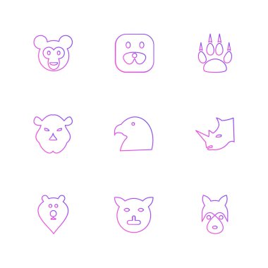 Beyaz arka plan üzerinde farklı minimalist düz vektör app simgeleri