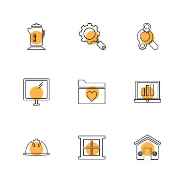 beyaz zemin üzerine minimalist düz vektör app simge kümesi