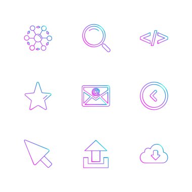 Beyaz arka plan üzerinde farklı minimalist düz vektör app simgeleri