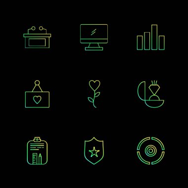 farklı minimalist düz vektör app simgeler siyah arka plan üzerine