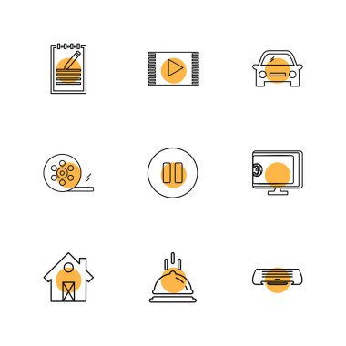 Beyaz arka plan üzerinde farklı minimalist düz vektör app simgeleri