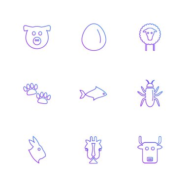 Beyaz arka plan üzerinde farklı minimalist düz vektör app simgeleri