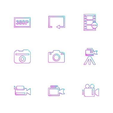 Beyaz arka plan üzerinde farklı minimalist düz vektör app simgeleri