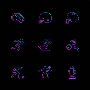 siyah arka plan üzerine minimalist düz vektör app simge kümesi