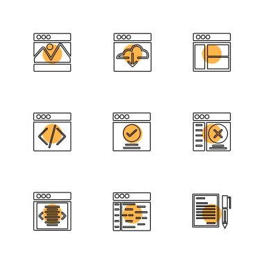 Beyaz arka plan üzerinde izole minimalist düz vektör app simgeleri