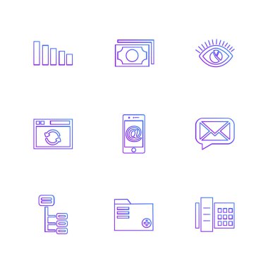 iş ikonları/simgeleri, basit düz app simgelerin vektör çizim ayarla