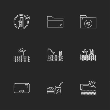 minimalist düz vektör app simgeler siyah arka plan üzerine