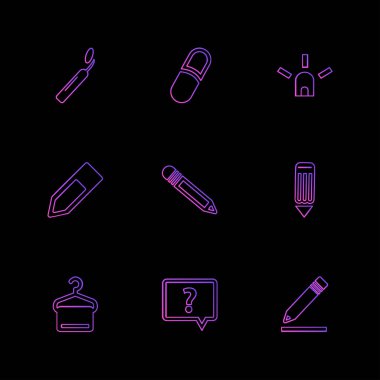 siyah arka plan ve basit düz app simgeler, vektör çizim kümesi etiketleri