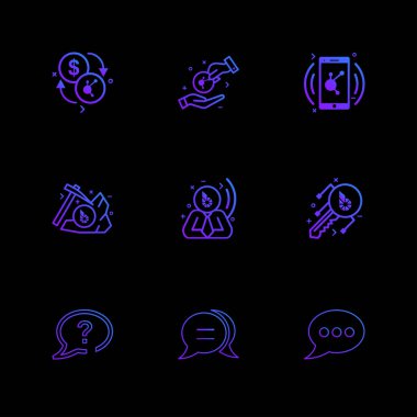 minimalist düz vektör app simgeler siyah arka plan üzerine