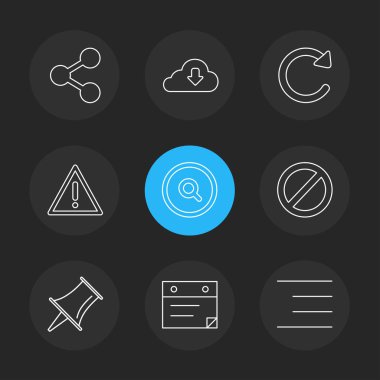 farklı minimalist düz vektör app simgeler siyah arka plan üzerine