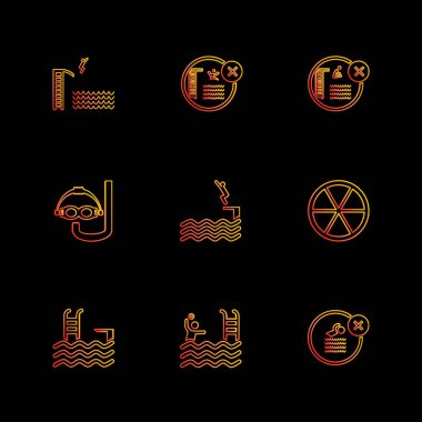 farklı minimalist düz vektör app simgeler siyah arka plan üzerine