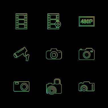 minimalist düz vektör app simgeler siyah arka plan üzerine