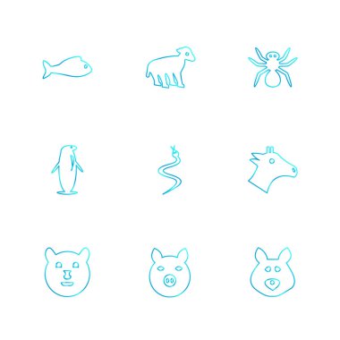 Beyaz arka plan üzerinde farklı minimalist düz vektör app simgeleri