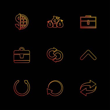 farklı minimalist düz vektör app simgeler siyah arka plan üzerine