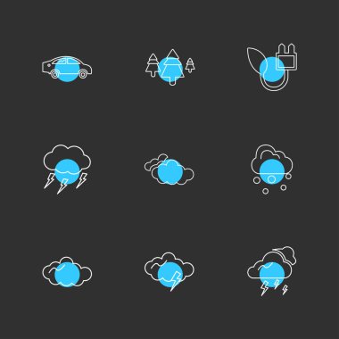 siyah arka plan üzerinde renkli daireler ile minimalist düz vektör app simge kümesi