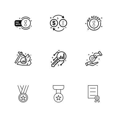 Beyaz arka plan üzerinde farklı minimalist düz vektör app simgeleri