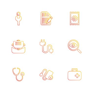 Beyaz arka plan üzerinde farklı minimalist düz vektör app simgeleri