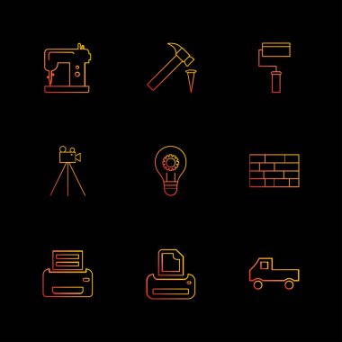 minimalist düz vektör app simgeler siyah arka plan üzerine 