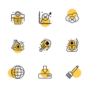 Beyaz arka plan üzerinde farklı minimalist düz vektör app simgeleri