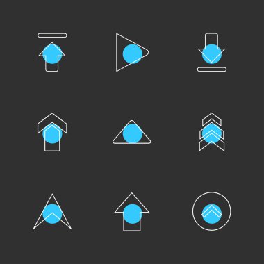 minimalist düz vektör app simgeler siyah arka plan üzerine 