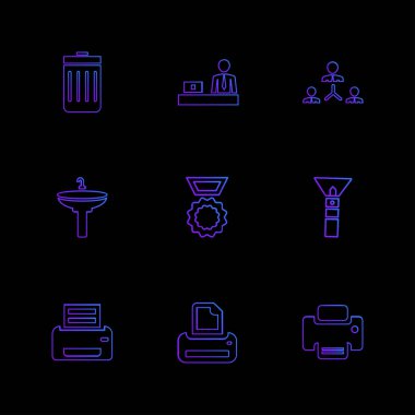 farklı minimalist düz vektör app simgeler siyah arka plan üzerine