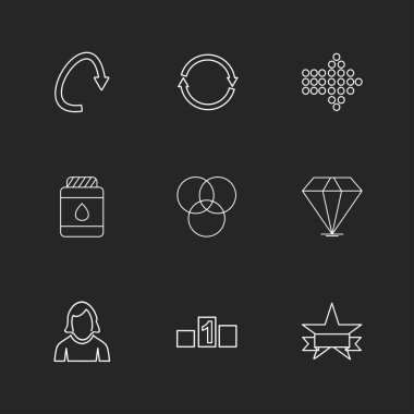 minimalist düz vektör app simgeler siyah arka plan üzerine 